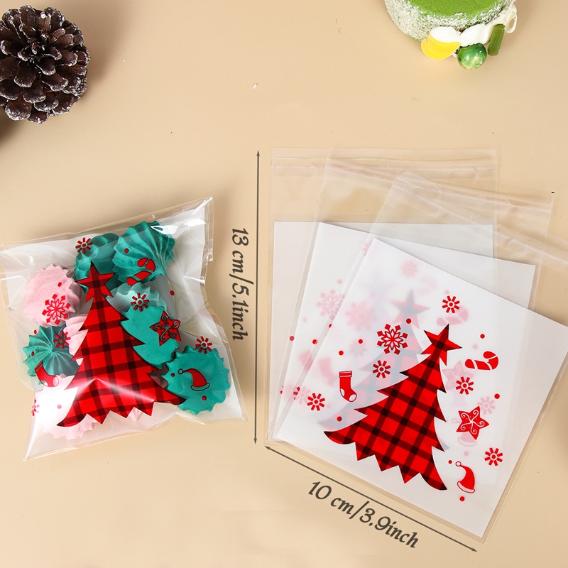 Set 100 Túi Đựng Bánh Kẹo Tự Dính Trang Trí Tiệc Giáng Sinh Năm Mới