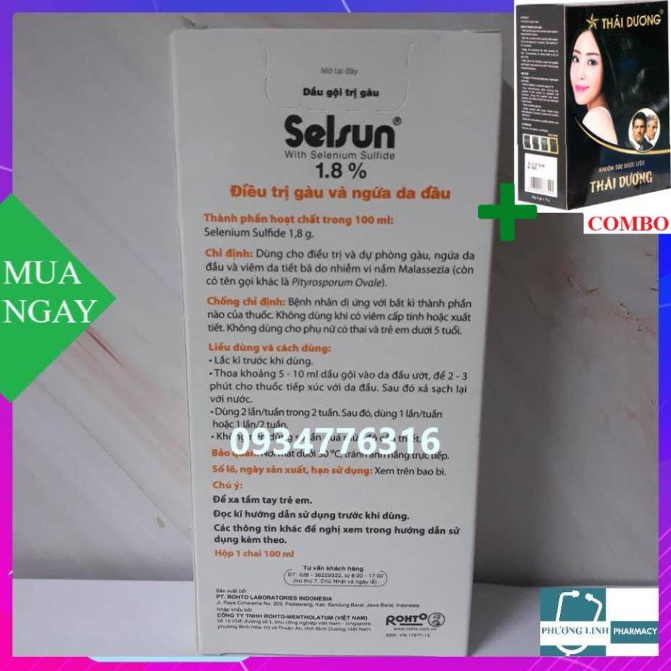 Combo Gội Là Đen Thái Dương+ Dầu Gội Chống Gầu Selsun 1,8% chai 50ml - 100ml