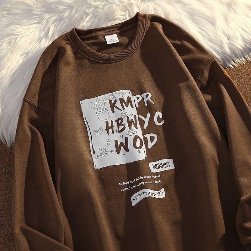 NRVP Áo thun nữ dài tay dáng rộng in chữ phong cách Hàn Quốc mới