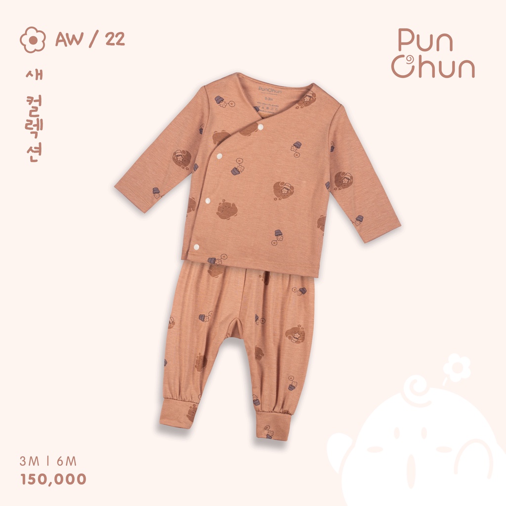 Punchun- Bộ dài cúc chéo Punchun cho bé sơ sinh đến 6 tháng AW2022D06