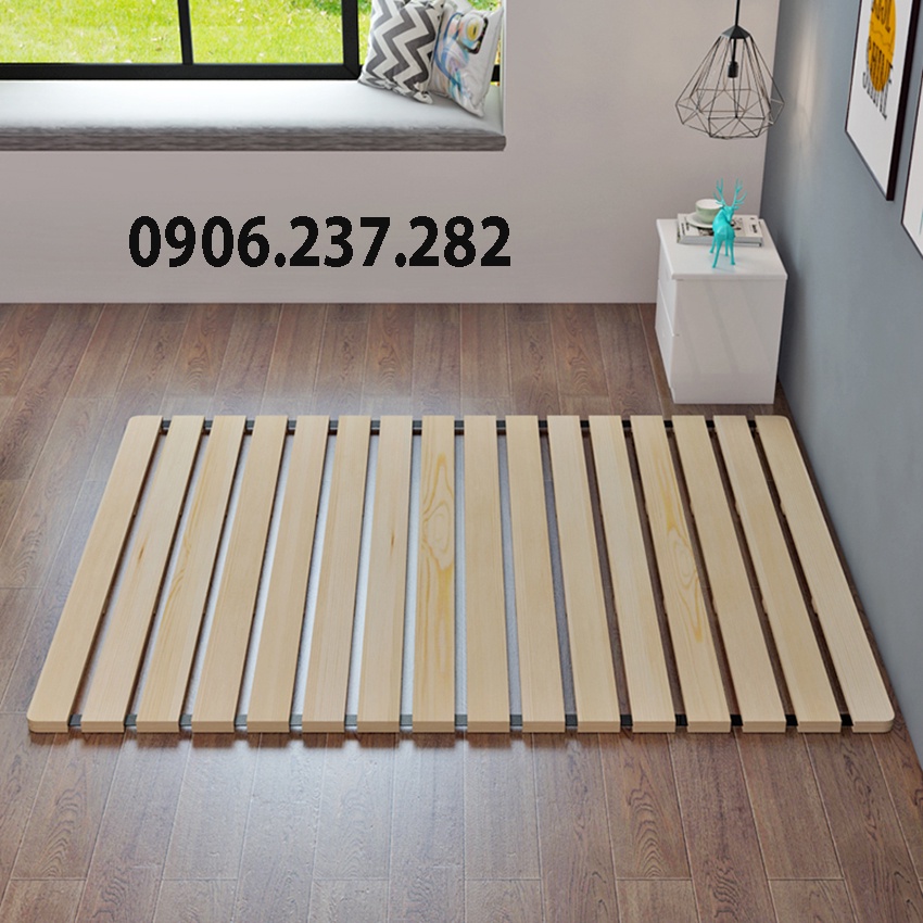 Giường pallet gỗ thông cuộn tròn 150cm - giường cuộn gỗ thông - giường cuộn trải sàn thông minh kiểu nhật
