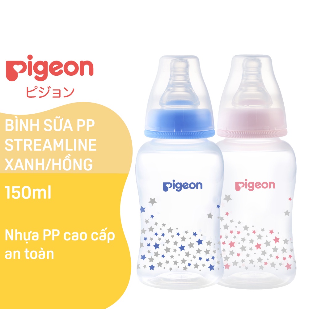 Bình Sữa PP Streamline Hình Ngôi Sao Hồng/Xanh Pigeon 150ml (S)