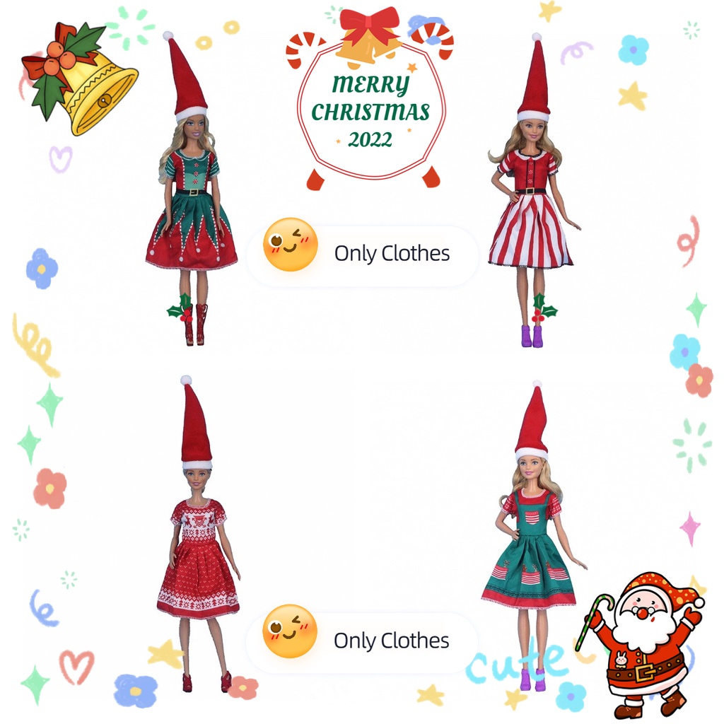 Quần Áo Cho Búp Bê BJD 30Cm DIY Phong Cách Giáng Sinh
