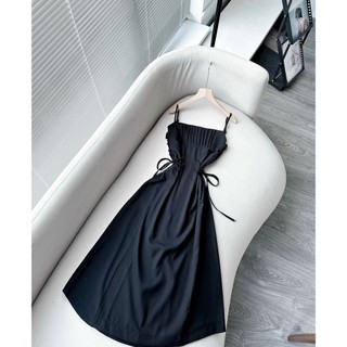 ĐẦM MIDI 2 DÂY XẾP NGỰC ĐAN DÂY EO