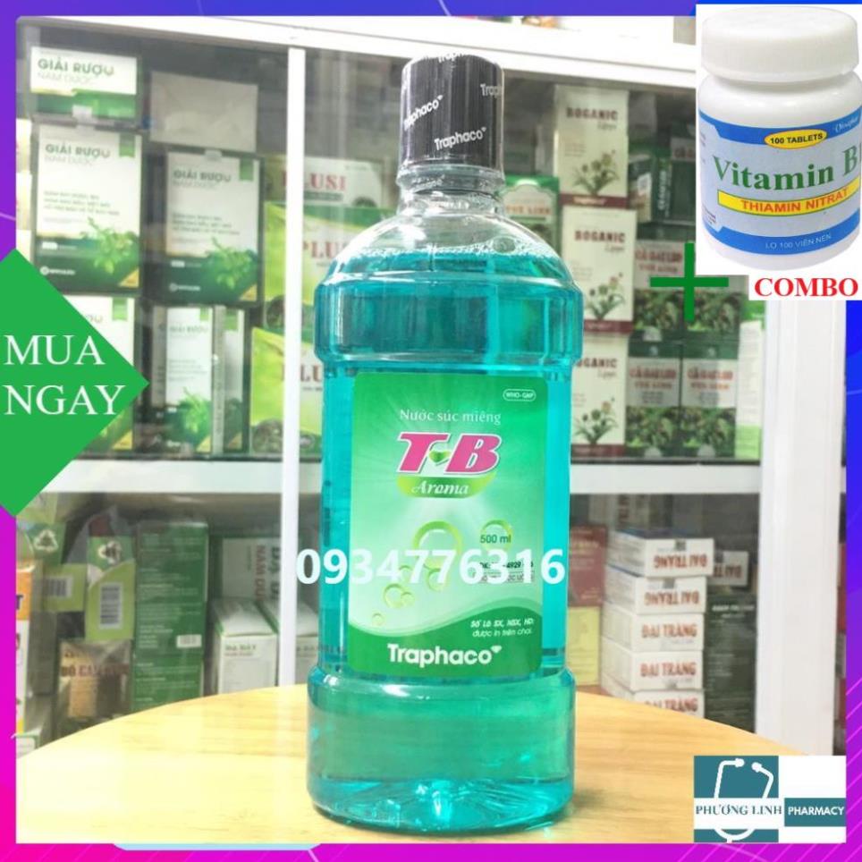 Combo Vitamin B1 chai 100 viên+ nước Súc miệng TB của traphaco