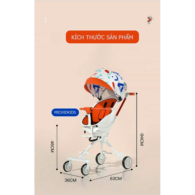 Xe đẩy gấp gọn cho bé X8 Pro đi du lịch, Xe đẩy cho bé 2 chiều ngả 4 tư thế cao cấp