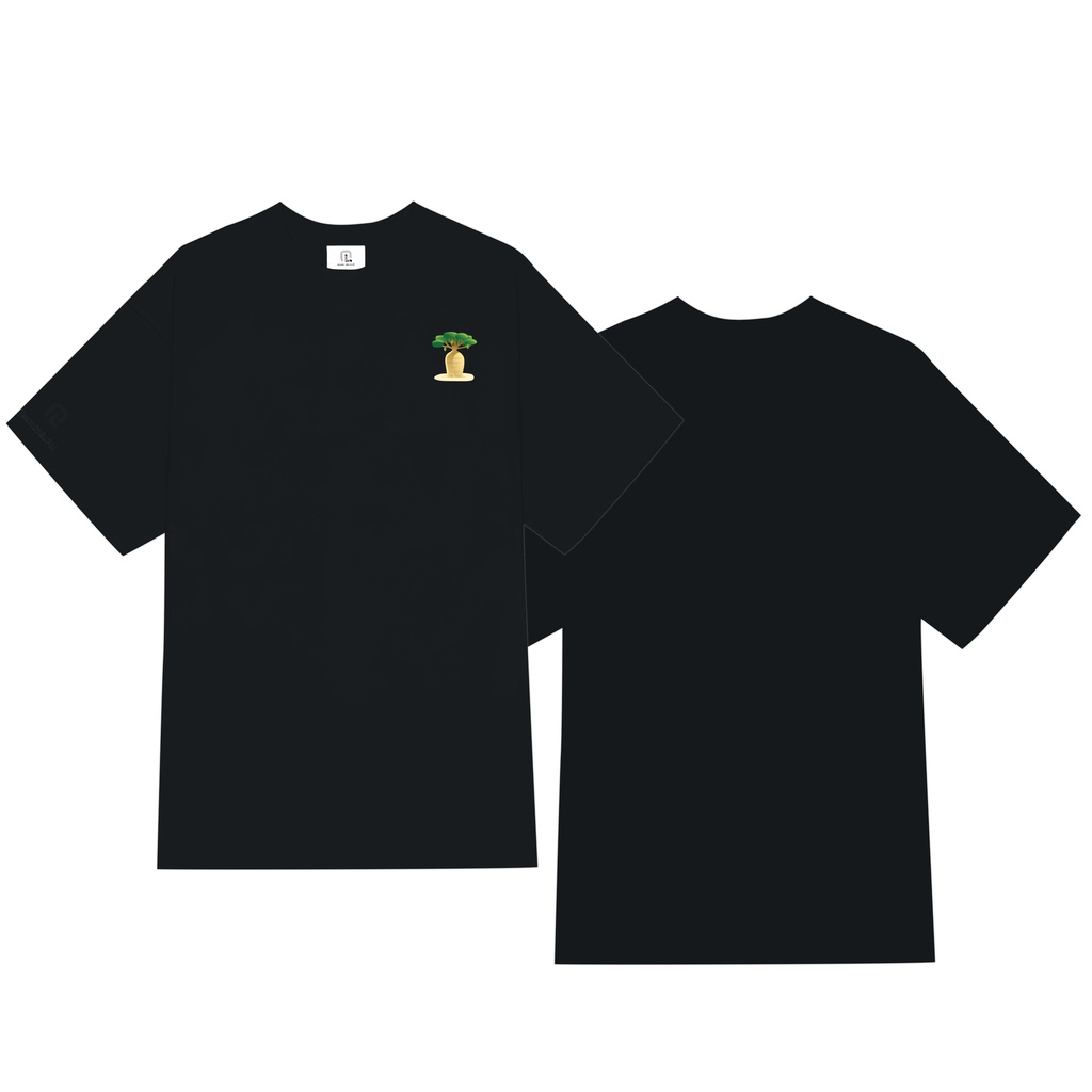 Áo thun thêu Logo Cây Bao Báp màu đen 100 % cotton 250gsm - Quang Linh Store