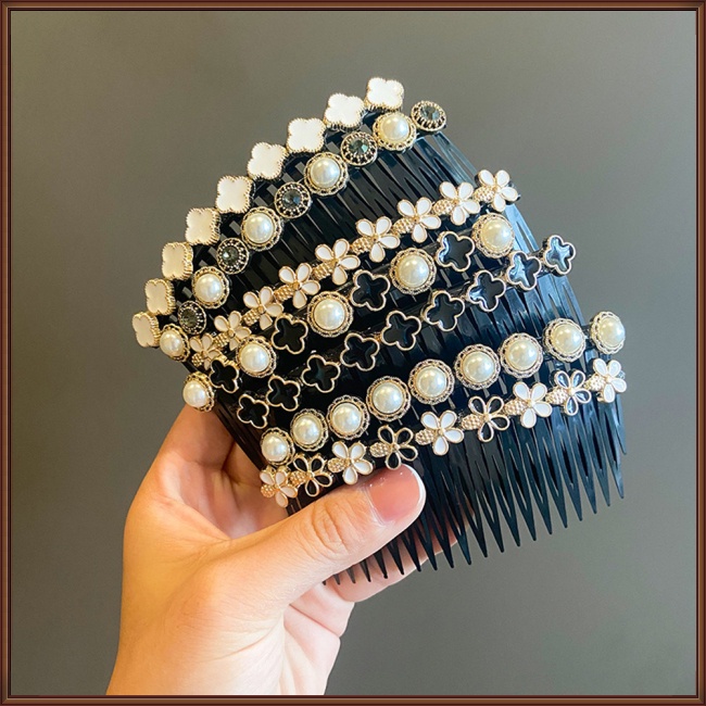 Lược Kẹp Tóc Đính Ngọc Trai Nhân Tạo Chống Trượt Tiện Dụng