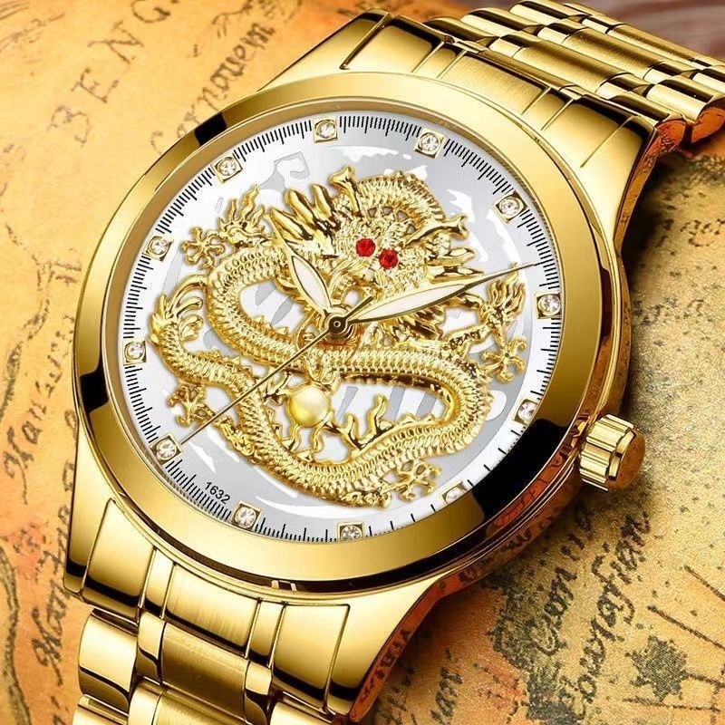 Đồng Hồ Quartz Nam Mặt Rồng Mạ Vàng | BigBuy360 - bigbuy360.vn