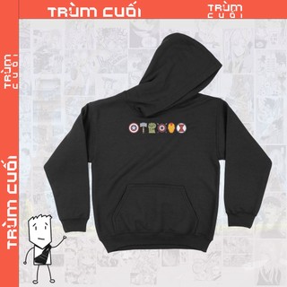  Áo hoodie Avengers Icons Unisex Trùm Cuối Marvel Cine Nỉ Bông 100% 2 màu nam nữ 0103 