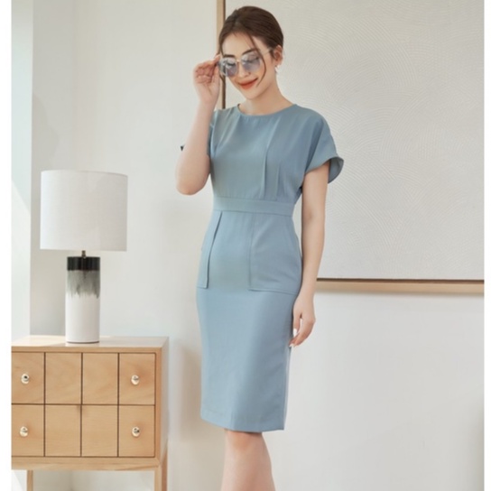 Đầm ôm công sở tay liền màu xanh ngọc hàng thiết kế. HeraDG - SDCBA009