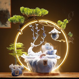 Thác nước thác khói phong thuỷ thưởng trầm hươu may mắn trang trí nhà, làm quà tặng tân gia