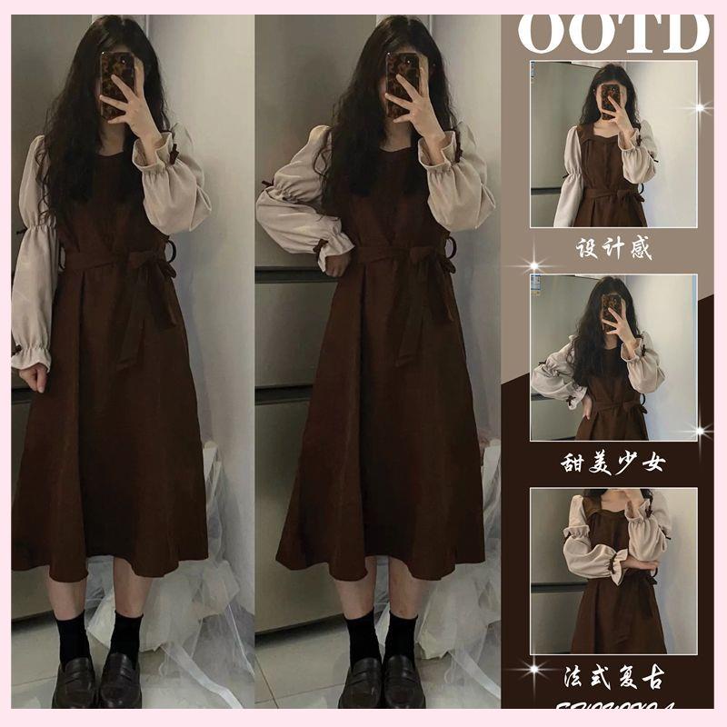 Đầm babydoll Cao Cấp Tay Dài Ôm Eo Thời Trang Mùa Thu 2022 Phong Cách Pháp Cho Nữ