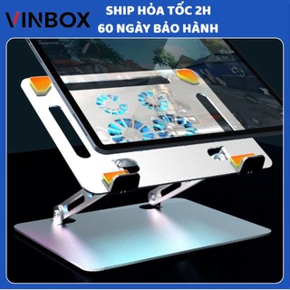 Giá đỡ để laptop, macbook, ipad - đế tản nhiệt kê laptop 4 quạt led rgb gấp gọn chỉnh độ cao, đế kê laptop nhôm bj01