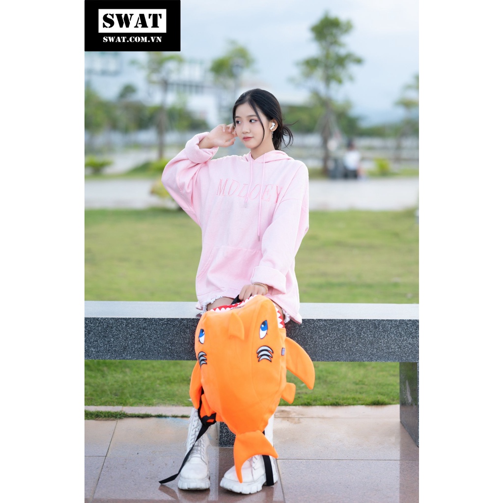 (ẢNH THẬT) Balo cá mập SWAT vải nhung mịn màu cam baby shark - balo nam nữ đi học, đi du lịch hàng chuẩn xịn cao cấp