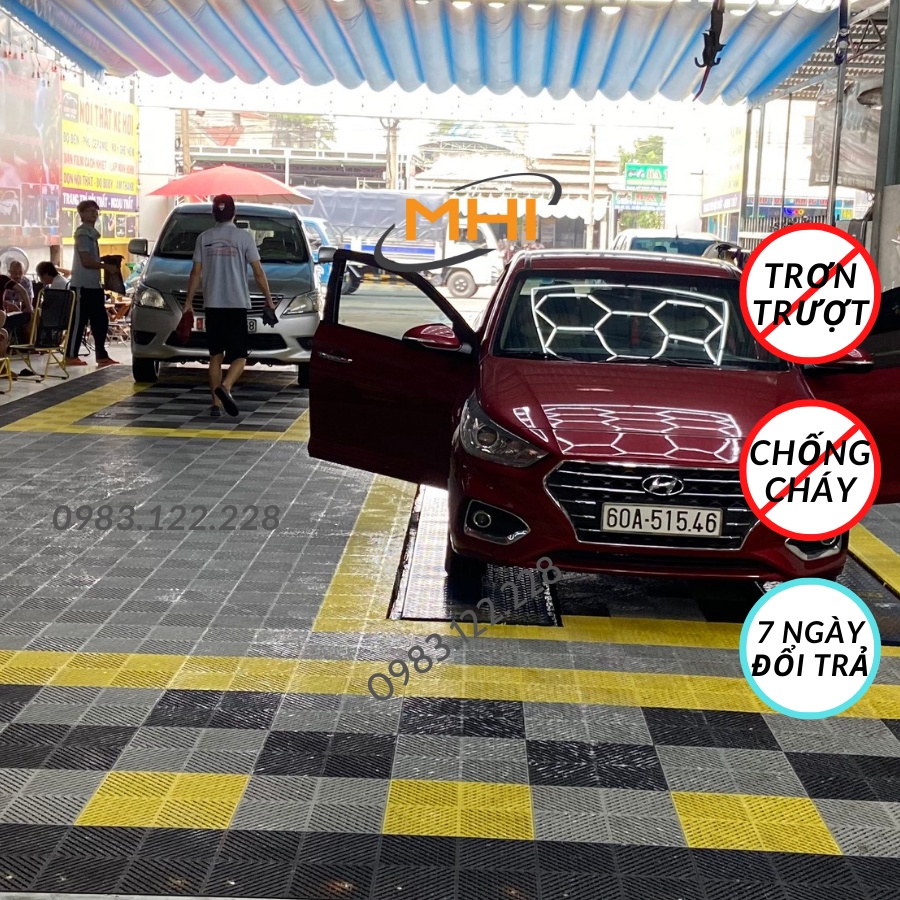 Thảm Nhựa lát sàn loại Dẻo chịu lực Cao Cấp Dành Cho Gara, Tiệm Rửa Xe, Tiệm Sửa Xe, Trung Tâm Chăm Sóc Xe Chuyên Nghiệp
