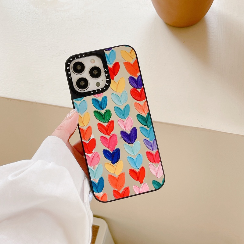 Ốp Điện Thoại pc Cứng Mạ Màu Họa Tiết Trái Tim Cho iphone 15 14 15pro 11 12 13 pro max