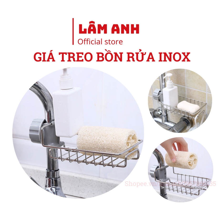 Giá Để Đồ Rửa Bát – Khay/Kệ Inox Gắn Vòi Rửa Chén – Giá Treo Vòi Đựng Đồ Inox Đa Năng