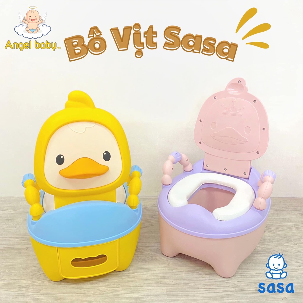 Bô vệ sinh cho bé SASA hình vịt con có tay vịn an toàn, đệm ngồi êm ái