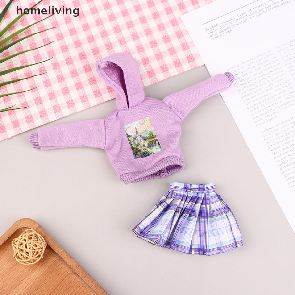 Set Áo Hoodie Và Chân Váy Ngắn Cho Búp Bê 30cm Tỉ Lệ 1 / 6