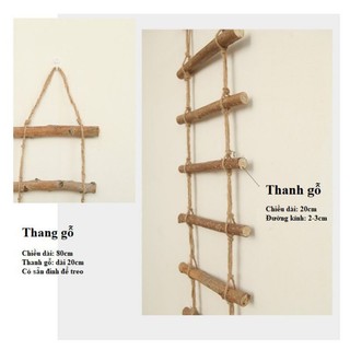 Thang dây gỗ lát decor trang trí (nguyên vỏ)