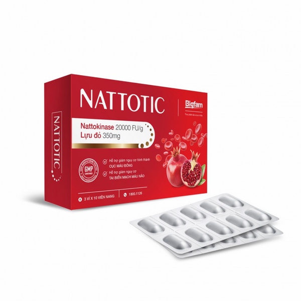 [Nhà thuốc 085]-  Nattotic -Viên uống Hỗ trợ Phòng Chống Đột quỵ - Bigfam -Hộp 3 vỉ x 10 viên