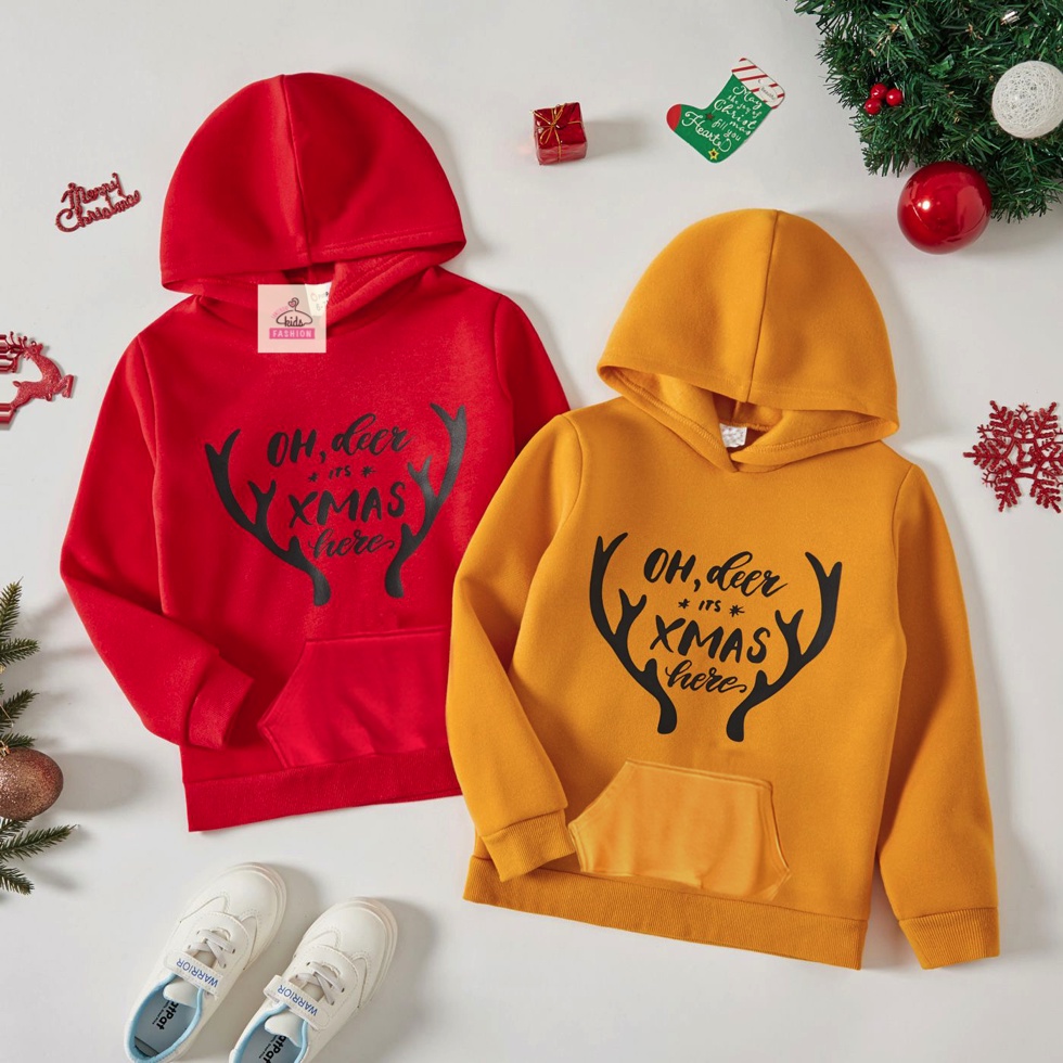 Áo hoodie cho bé Familylove Kids - Áo tay dài Noel chất da cá cho bé Merry Christmas mặc ấm Familylove Kids