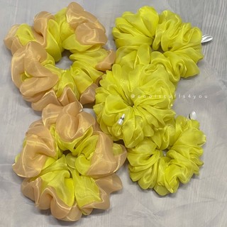 Buộc Tóc Scrunchies Voan Phồng Tone Màu Quả Bơ🥑