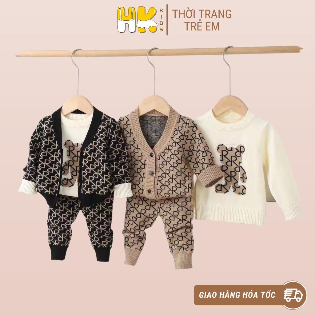 Sét len 3 chi tiết cho bé HK KIDS dài tay thu đông chất len cao cấp mềm mịn đanh lì sz cho bé từ 1 đến 5 tuổi (mã T903)
