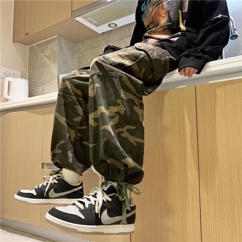 Quần jogger camo rằn ri nam nữ ống rút box pant túi hộp dây rút unisex street style, Quần dài ống rộng hip hop đường phố | BigBuy360 - bigbuy360.vn