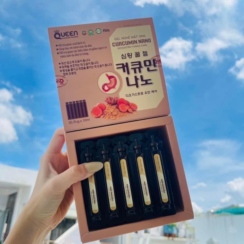 Gel Mật Ong Nghệ giảm đau viêm loét dạ dày tá tràng, đau rát - 20 Ống [Nano Curcumin Mật Ong]