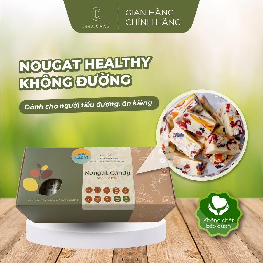 Kẹo nougat healthy không đường 2 vị: sữa hoa quả, dâu hạnh nhân - Kẹo hạnh phúc cho người ăn kiêng, tiểu đường