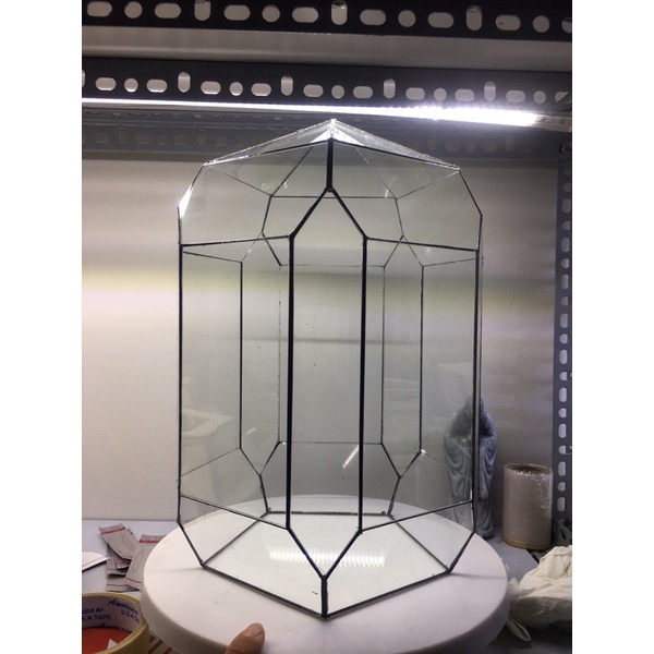 Bể kính ngũ giác dùng trang trí terarium, bán cạn kích thước D18xR18xC31