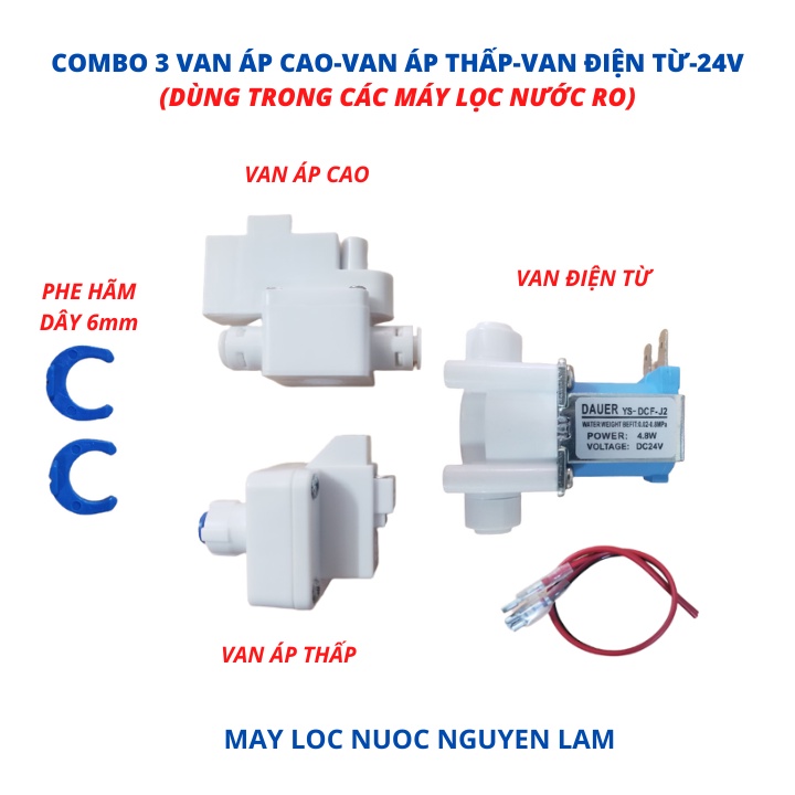 Combo 3 Van Áp Cao/ Van Áp Thấp / Van Điện Từ - Dùng Trong Máy Lọc Nước Ro