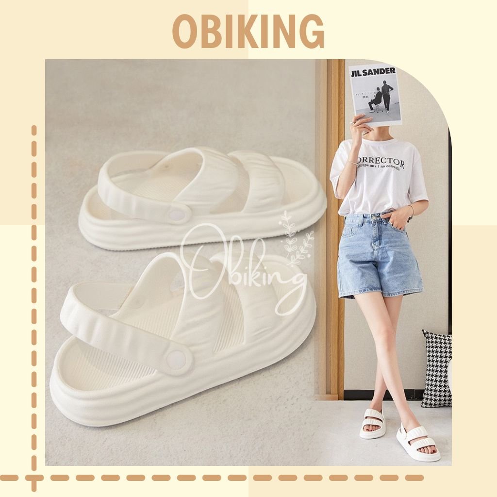 Dép sandal nhún bánh mì đế cao, dép quai hậu nữ đi học đi chơi siêu êm