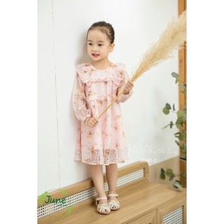 Váy June-J6241 thiết kế chất liệu ren cao cấp mềm mịn, gam màu hồng xinh xắn
