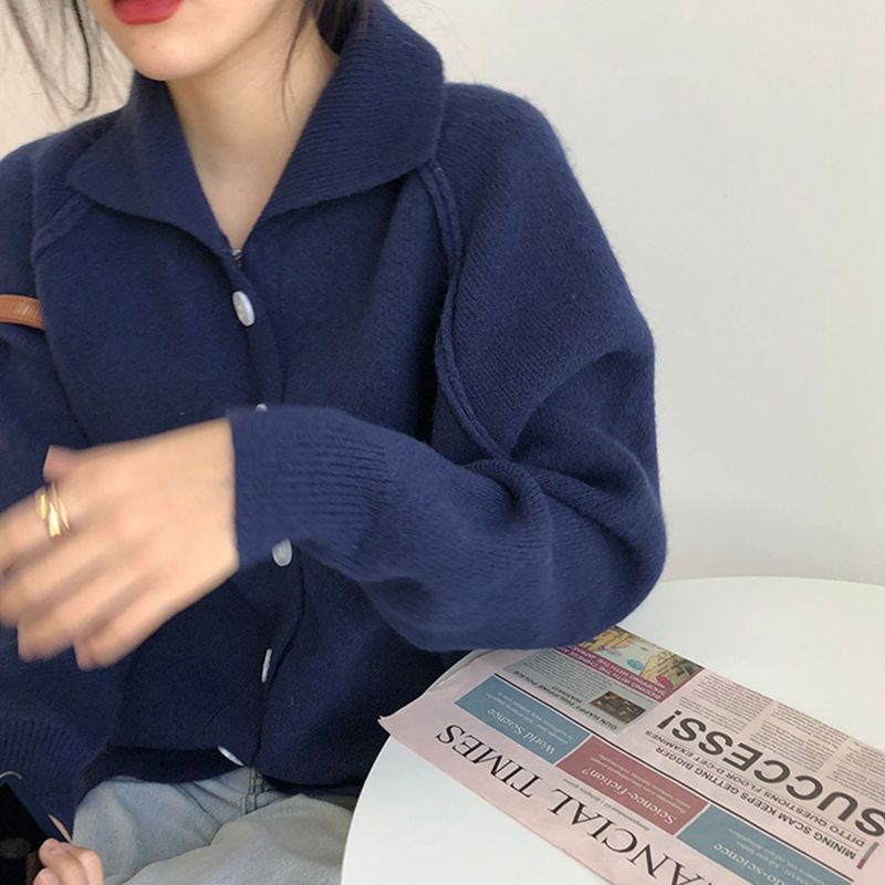Áo Khoác Cardigan Dệt Kim Dày Dặn Cài Nút Phong Cách Retro Phương Tây Thời Trang Thu Đông Cho Nữ
