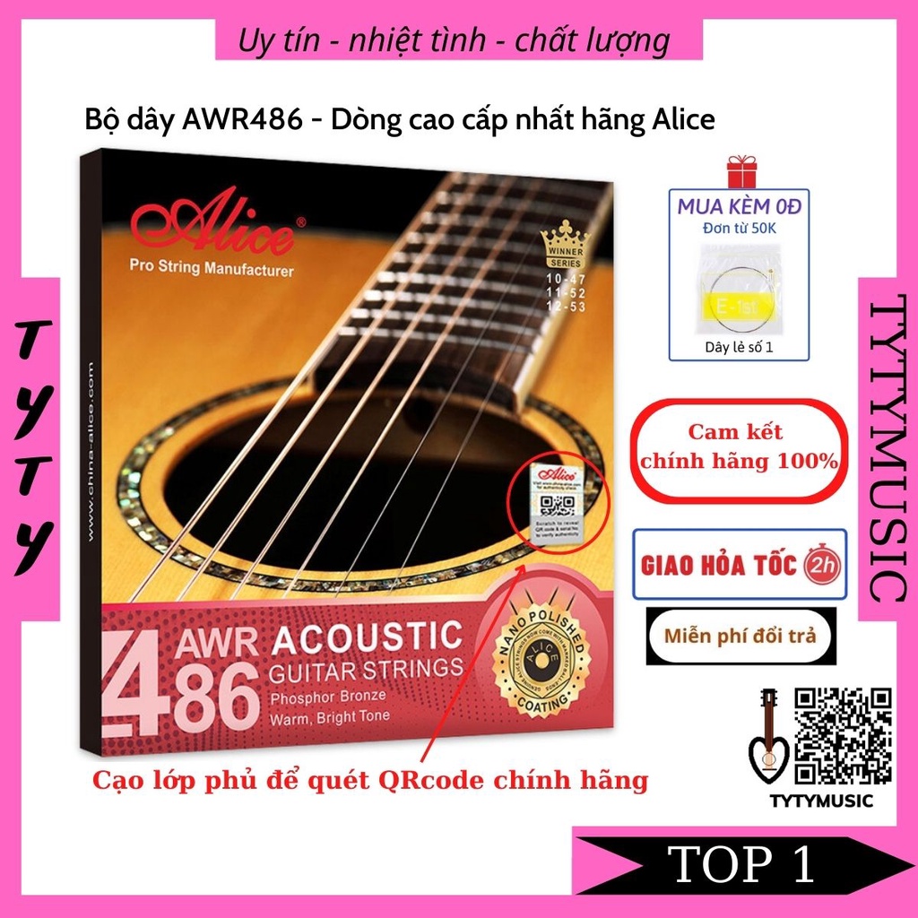 Dây Đàn Guitar Acoustic AWR486 Bộ Dây Cao Cấp Nhất Hãng Alice Nhập Khẩu TYTYmusic