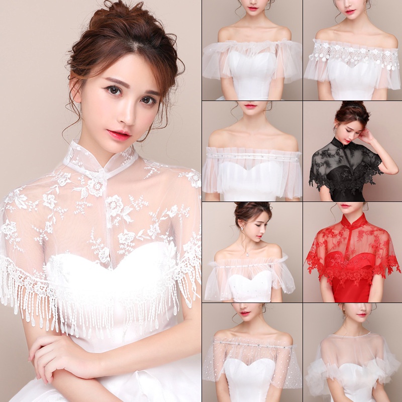 Đầm Cưới Cổ Đứng Phối Ren Tua Rua Thiết Kế Trang Nhã Cho Cô Dâu