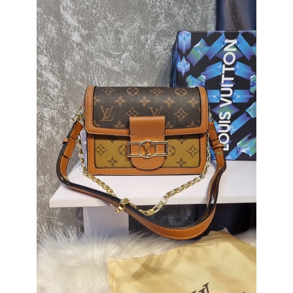 Túi xách nữ l.v dauphine phối màu nâu fullbox