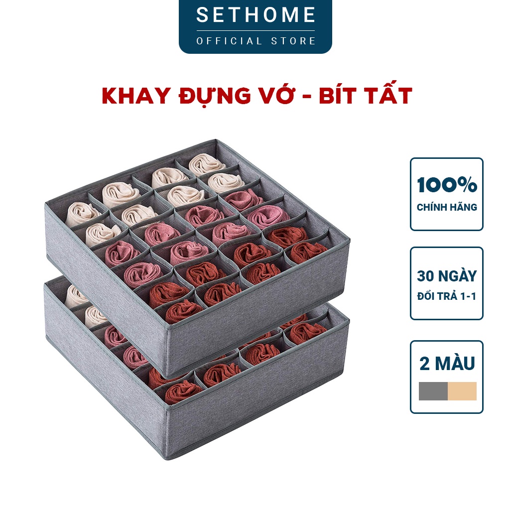 Khay đựng tất vớ SETHOME hộp đựng bít tất đồ lót cà vạt áo bra