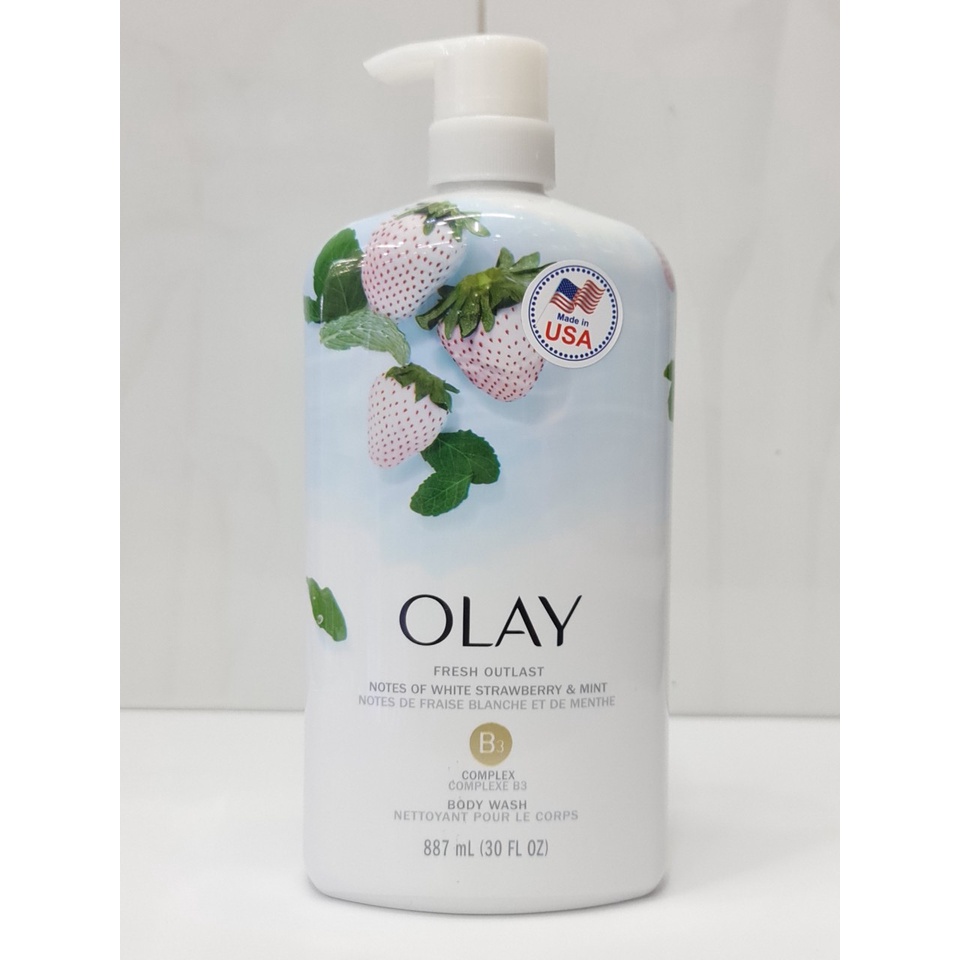 Sữa tắm Olay hương dâu trắng và bạc hà 887ml