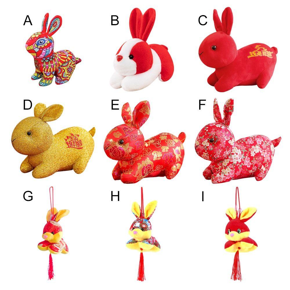 Thú Nhồi Bông Hình Thỏ Màu Cầu Vồng Xinh Xắn Cho Năm Mới