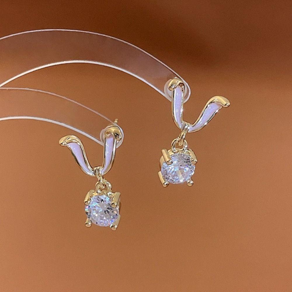 Khuyên Tai Hình Thỏ Mắt Mèo Tráng Men Dễ Thương Cá Tính|Khuyên Tai Phong Cách Vintage Ngọt Ngào