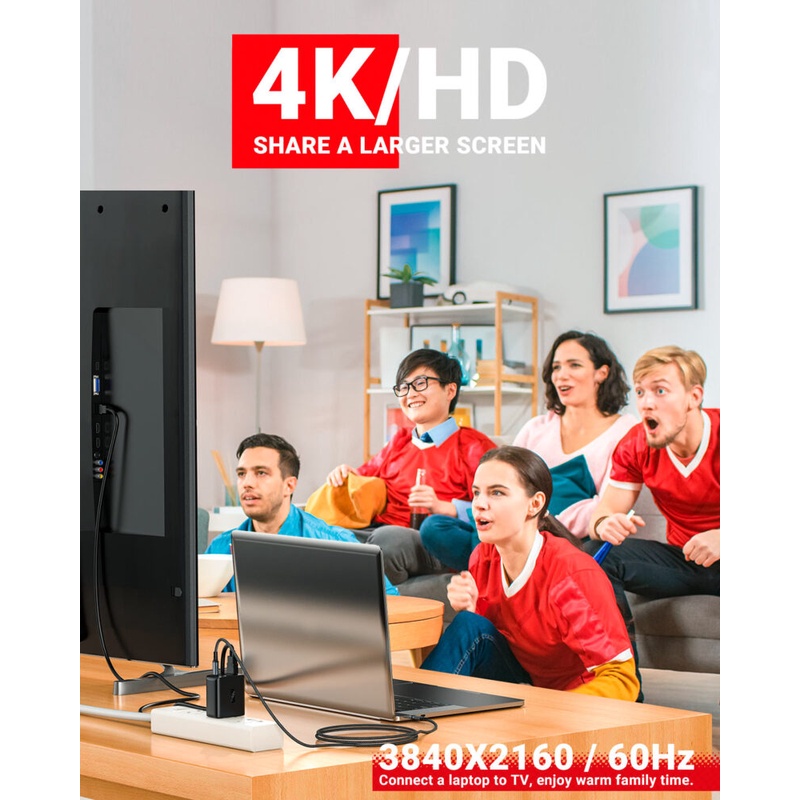 Sạc ACEFAST A19 công nghệ GaN công suất 65W 3 cổng: cổng USB-C + cổng USB-A + 1 cổng Media, phích US tương thích sạc PD