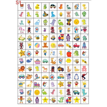 Sticker khen thưởng cho bé dễ thương 113miếng/tờ A4