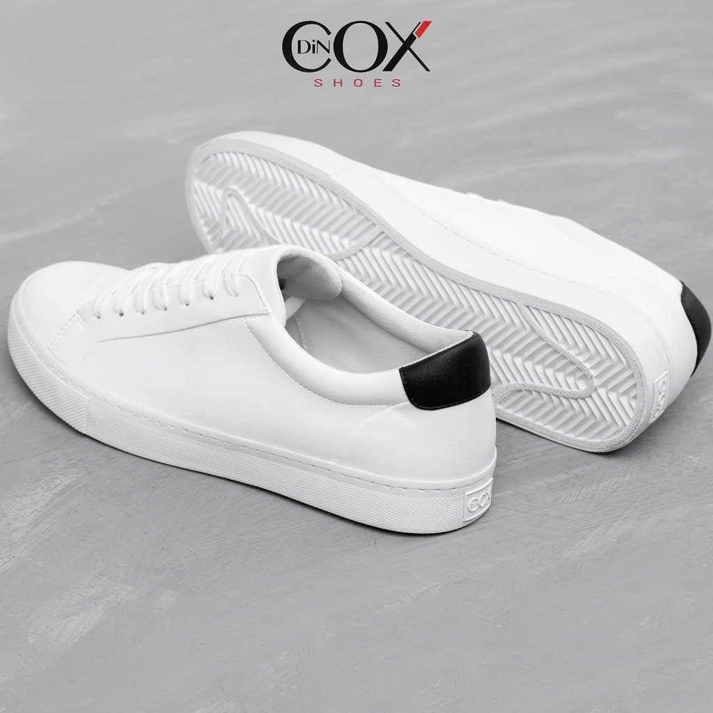 Giày Sneaker Da Unisex DINCOX D20 Năng Động Cá Tính White/Black