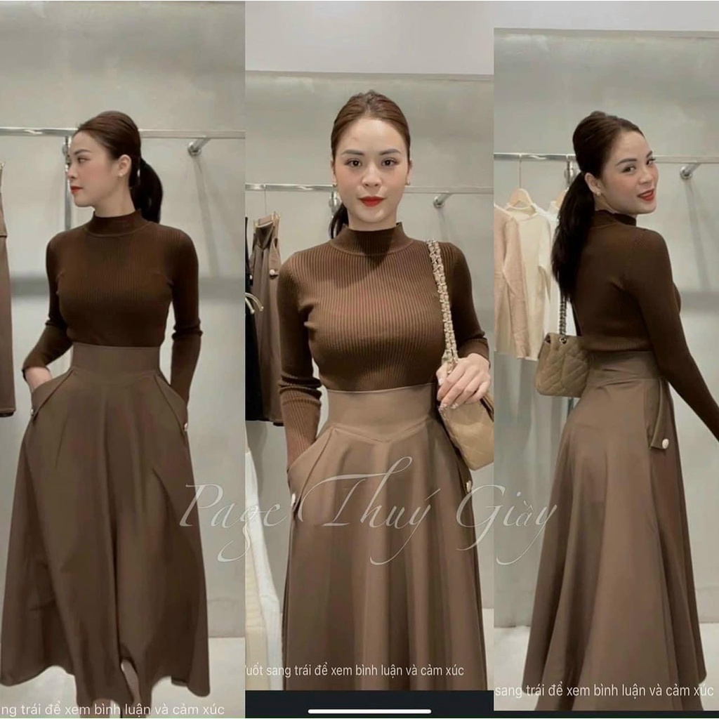 Áo len tăm cổ 3 phân nữ Quảng Châu dài tay hàng đẹp chất mềm mịn dày dặn co giãn 4 chiều , Áo len giữ nhiệt cổ lọ 3cm