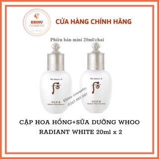 CẶP HOA HỒNG+SỮA DƯỠNG WHOO RADIANT WHITE  Whoo Radiant White Balancer và  Emulsion 20ml