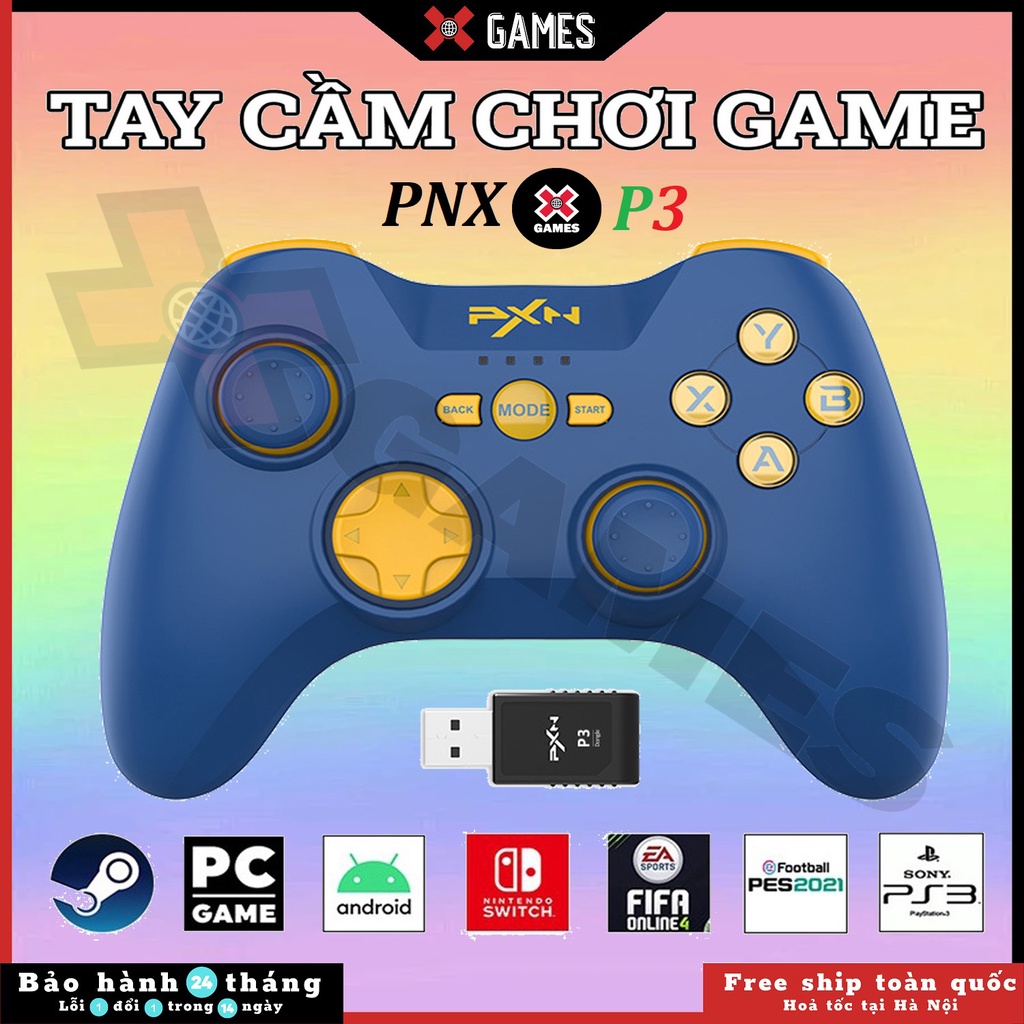 ⚡𝑺𝒉𝒊𝒑 𝑯𝒐𝒂̉ 𝑻𝒐̂́𝒄⚡Tay Cầm Chơi Game Không Dây PXN P3 Wireless + USB | Gearbros pin 350mha hỗ trợ PC | Android | IOS | PS3